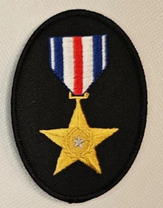 Silver Star U.S. Military 4 Inch x 2.5 Inch Oval Patch *Made In USA* - Picture 1 of 4