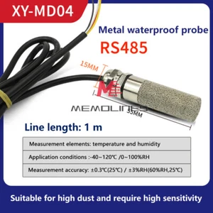 DC 5V-28V RS485 Modbus Waterproof Temperature and Humidity Sensor Probe -40℃~80℃ - Picture 1 of 18