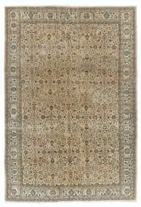 7.5x11 Ft Large Hand-Knotted Vintage Anatolian Wool Area Rug with Floral Design - Picture 1 of 7