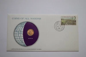 🧭 MAURITIUS 1 CENT 1975 COIN COVER B53 #353 - Picture 1 of 4
