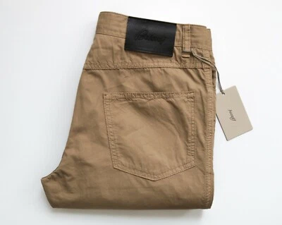 $725 BRIONI Tan Thin Stretchy Cotton Jeans Trousers Pants Size 38 US 54 Euro - Image 1 of 4