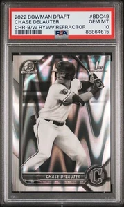 2022 Bowman Draft #BDC49 Chase Delauter 1st Chrome B&W Raywave PSA 10 - Picture 1 of 2