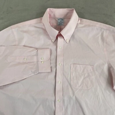 Camisa de vestir Brooks Brothers calce regular para hombre 17,5 34/35 rosa sin hierro LS NUEVA SIN ETIQUETAS Foto 1 de 4