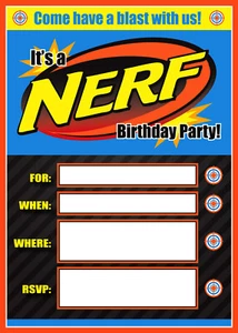 Nerf Guns Einladungen Geburtstagsparty Einladungen - A5 - KOSTENLOSER NÄCHSTER TAG SCHNELLER VERSAND - Bild 1 von 1