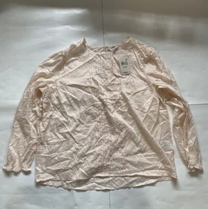 Lucky Brand Women's Pink Pleated Polka Dot Long Sleeve Pink Size XL - Picture 1 of 8