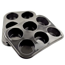 2x Silicone Bun/Muffin Tray Non Stick Bun Tin Tray Baking Pudding Mold 6 Cup