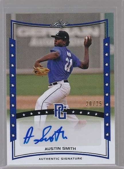 2014 Leaf Perfect Game Showcase Autographs Blue #AAS1 Austin Smith Auto 20/25 - Image 1 of 1