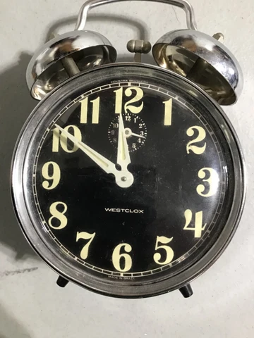 Westclox Twin Bell Clock Glow In The Dark Numbers - black face Cover