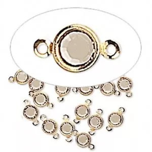 12 Gold Plated Brass 4.0-4.1mm Links with Swarovski Lt Colorado Topaz Crystals * - Picture 1 of 1