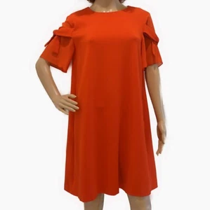 Neu ohne Etikett Boutique Moschino rotes kurzärmliges kurzes Kleid im Trapezstil Gr. US 6 IT 42 - Bild 1 von 12