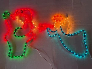 Vintage Navidad Ángel Y Santa Cuerda Luz LED Decoración Festiva Ventana - Imagen 1 de 7