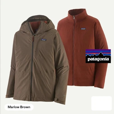 Patagonia Men's 3 In 1 Powder Town Jacket Sz L Marlow Brown 31696 MRLB NWT RECCO - Image 1 of 3