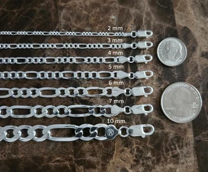Massive Sterling Silber Figaro Gliederkette Halskette und Armbandlängen - Bild 1 von 5