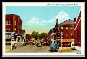Main Street Looking East, Ellsworth, Maine - Postal antigua F10 - Imagen 1 de 2