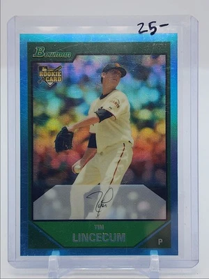 TIM LINCECUM 2013 BOWMAN DRAFT ROOKIE SKY BLUE REFRACTOR GIANTS RC Q4260 - Image 1 of 2