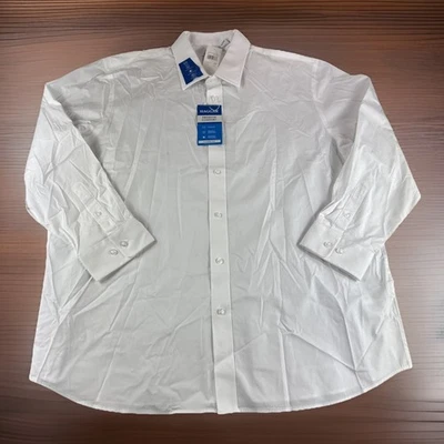 Camisa de vestir Haggar Premium cómoda para hombre 18 blanca calce clásico elástica boda nueva con etiquetas Foto 1 de 4