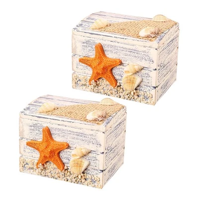  2 Pcs Piccolo Contenitore Di Stoccaggio Scatole Per Porta Oggetti Cassa Legno - Immagine 1 di 4