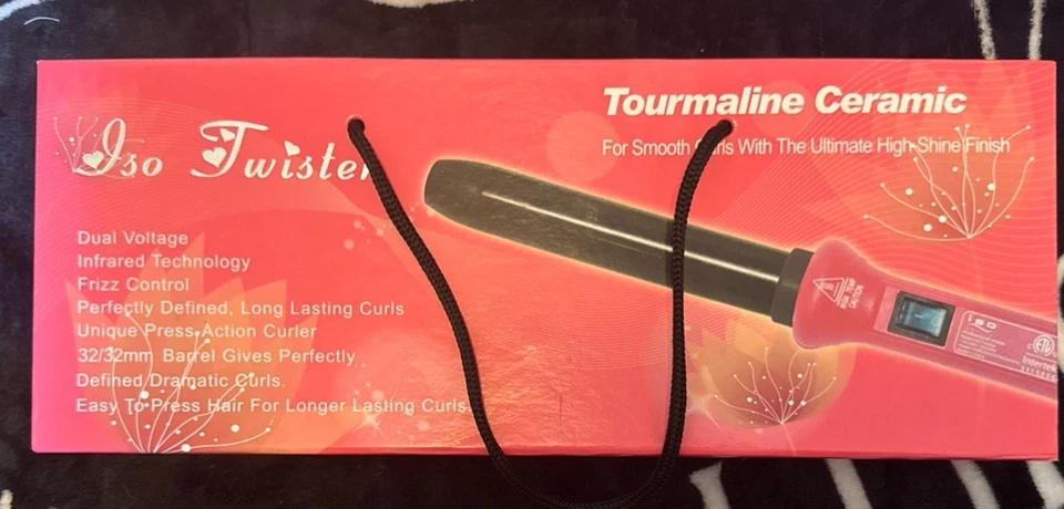 ISO Beauty Twister 32/32mm Tourmaline Ceramic Curling Iron Pink - Image 1 of 2