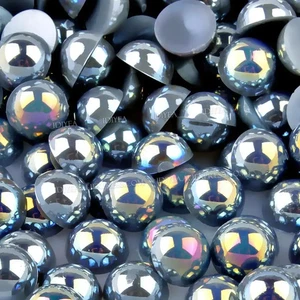 Imitation Pearl Flatback Beads AB Half Round Resin Mixed Sizes Nail Art 100 Pcs - Picture 1 of 25