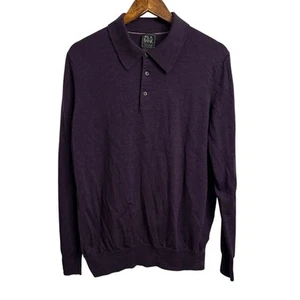 Suéter Polo Joseph A Bank Lana Merino Hombre Grande Púrpura 1/4 Botón - Imagen 1 de 8