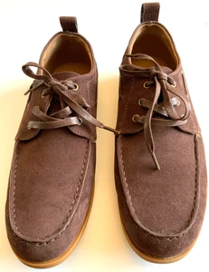 Farah Brown Faux Suede Boat Deck Shoes Size 9 Modern Casual Lace Up Exc Cond - Picture 1 of 9