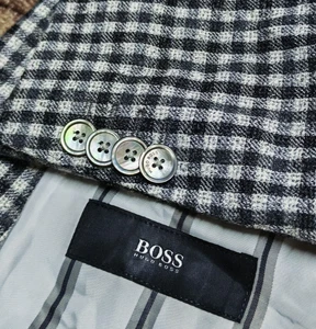 Modern Hugo Boss viscose cotton wool polyamide plaid classic jacket blazer 42L - Picture 1 of 11