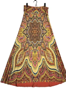 Arden B Maxi Skirt Dress WMs L Fold Over Waist Stretch Boho Paisley Mandala - Picture 1 of 11