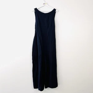 Alpha 60 Womens Jumpsuit Linen Viscose Navy Blue Wide Leg Size M - L - Picture 1 of 10