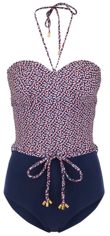 HUIT Marine 1 Piece Swim Suit 38D Navy Red Geometric NWT CRO-01 - Image 1 of 4