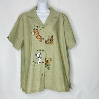 Camisa De Colección Bobbie Brooks Mujer 18/20 Peekaboo Animales Safari Gecko Verde RARA NUEVA CON ETIQUETAS Foto 1 de 4