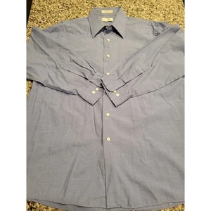 Camisa de vestir Van Heusen para hombre de tela ancha talla LS 16,5 32/33 azul patrón de guinga - Imagen 1 de 8