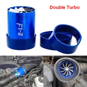 Car Air Intake Fan Double Turbine Turbo Supercharger Turbonator Gas Fuel Saver - Picture 1 of 10