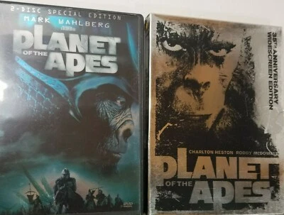 2 Planet of The Apes DVDs   35th Anniversary Ed Heston   &  2001   Mark Wahlberg - Image 1 of 4