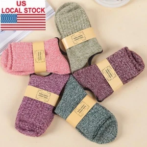 5 Pairs Women's Soft & Comfortable & Warm Thick Wool Cashmere Socks Size 6-9 - Picture 1 of 12