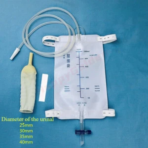 2-Piece Set Male Drainage Collector Men Latex Sleeve Type Urine Bag Leg Strap - Picture 1 of 15