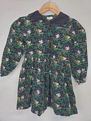 Vestido De Colección The Disney Store Mickey Minnie Mouse Talla 6 Pana Acebo de Navidad  Foto 1 de 4