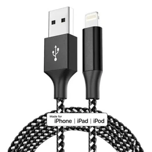 Braided USB Cable For iPhone 5 6 7 8 11 12 XR X Long Fast Charger Charging Cord - Picture 1 of 12