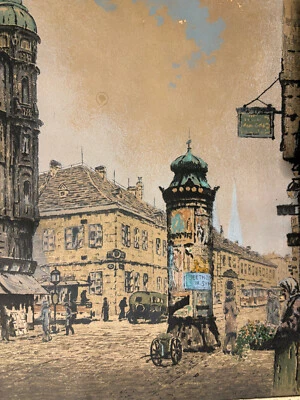 Nr. 161  Radierung   Litfaßsäule  Wien   Rudolf Pokorny ?  Vienna   Austria - Bild 1 von 4