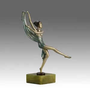 Early 20th Century Art Deco Bronze entitled "Dancer with Scarf" by Josef Lorenzl - Picture 1 of 11