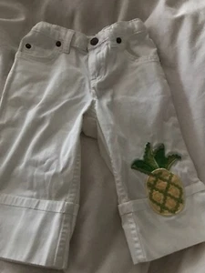 Pantalones Capri Lands End para niñas aplique de piña 3 t Euc  - Imagen 1 de 5