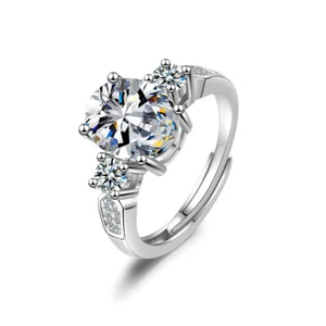 925 Sterling Silver Crystal CZ Adjustable Ring Engagement Women Jewellery JZ353 - Picture 1 of 5