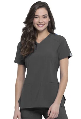 Cherokee Scrubs V Neck Top CK865A PWPS Pewter Free Shipping - Image 1 of 4
