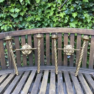 Repro French chateau style heavy Brass wall sconces great condition - Picture 1 of 24