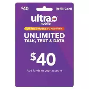 Ultra Mobile Prepaid Wireless $40 Direct Top-Up PayGo plans - Picture 1 of 3