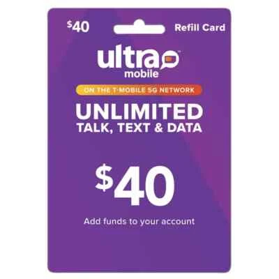Ultra Mobile Prepaid Wireless $40 Direct Top-Up PayGo plans - Image 1 of 3