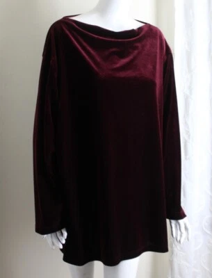 Blusa Blusa Blusa Top Túnica Elisabeth Talla 2X VINO Púrpura Terciopelo Fácil Cuidado Foto 1 de 4