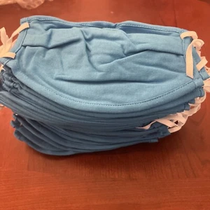 Lot Of 50 Blue Face Masks Cotton / Polyester Reusable And Washable - Picture 1 of 5