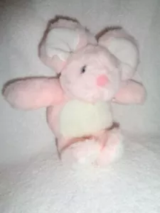 Giocattolo sonaglio rosa topo 8" Gun 1989 KinderGund vintage animale imbottito RARO - Foto 1 di 11