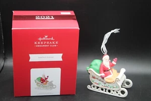 Hallmark Christmas Ornament Santas Sleigh club exclusive porcelain PT3 - Picture 1 of 4