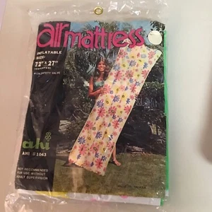 NEW OLD ORIGINAL SUN & SURF AIR MATTRESS WITH PILLOW ahi FLOWER POWER VINTAGE - Picture 1 of 6